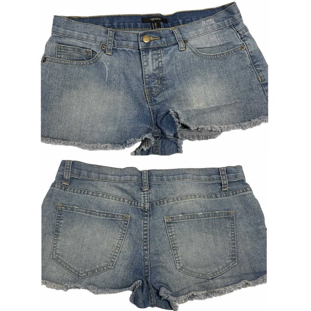 Forever 21 Womens Sz 28 Blue Jean Denim Shorts Cut